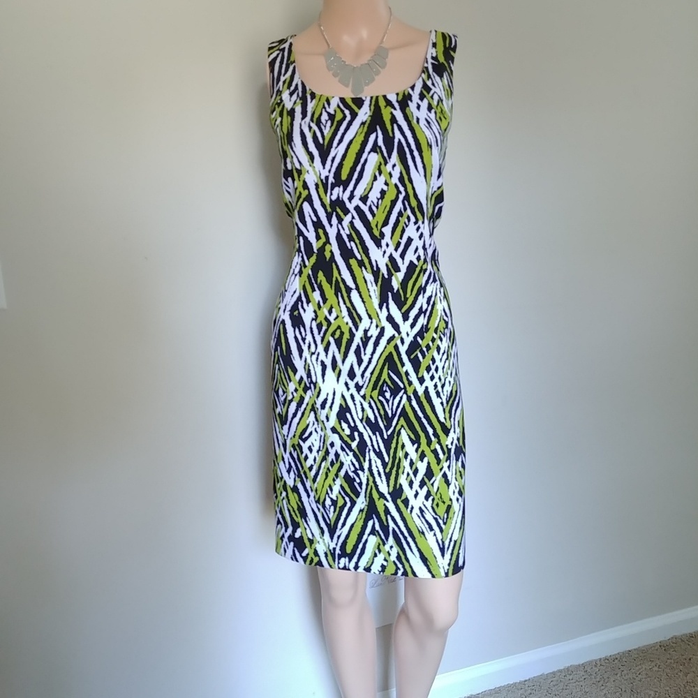 Multicolored Sleeveless Fitted Pencil Dress - Picture 5 of 5